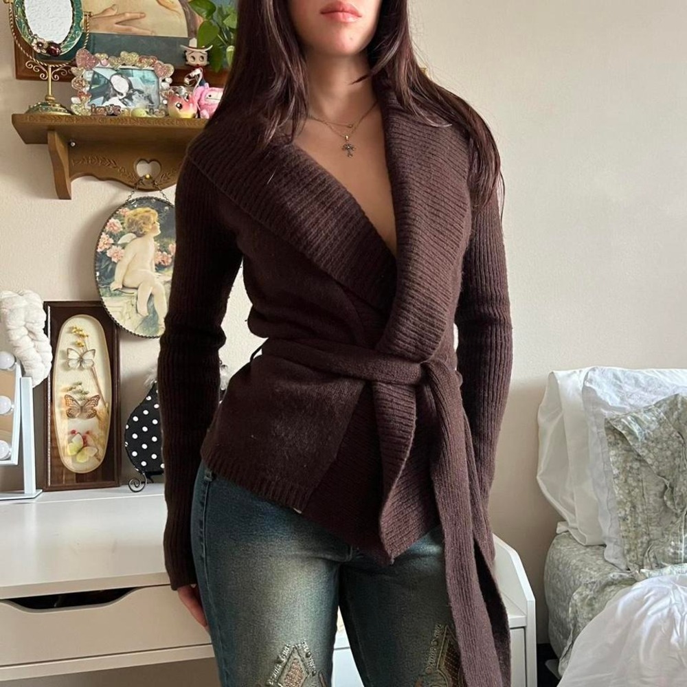 Brown Abercrombie & Fitch chocolate brown cardigan size medium
